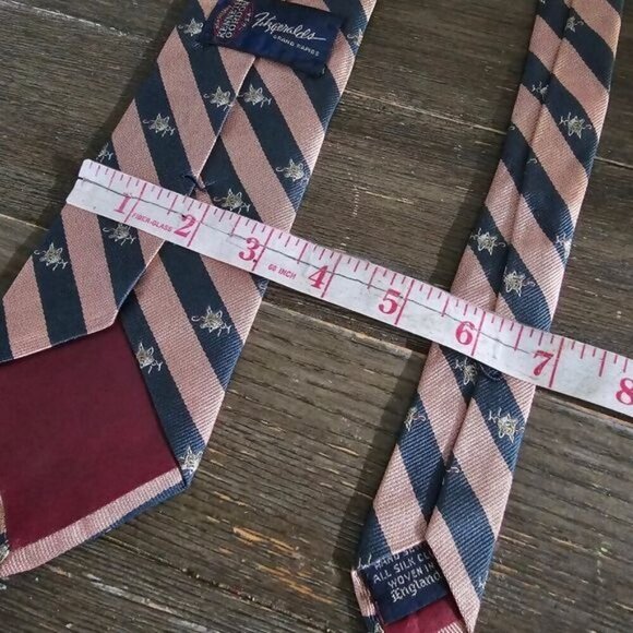 Vintage 80s Kenneth Gordan Fitzgeralds Pink Blue Silk Neck Tie - Picture 4 of 4